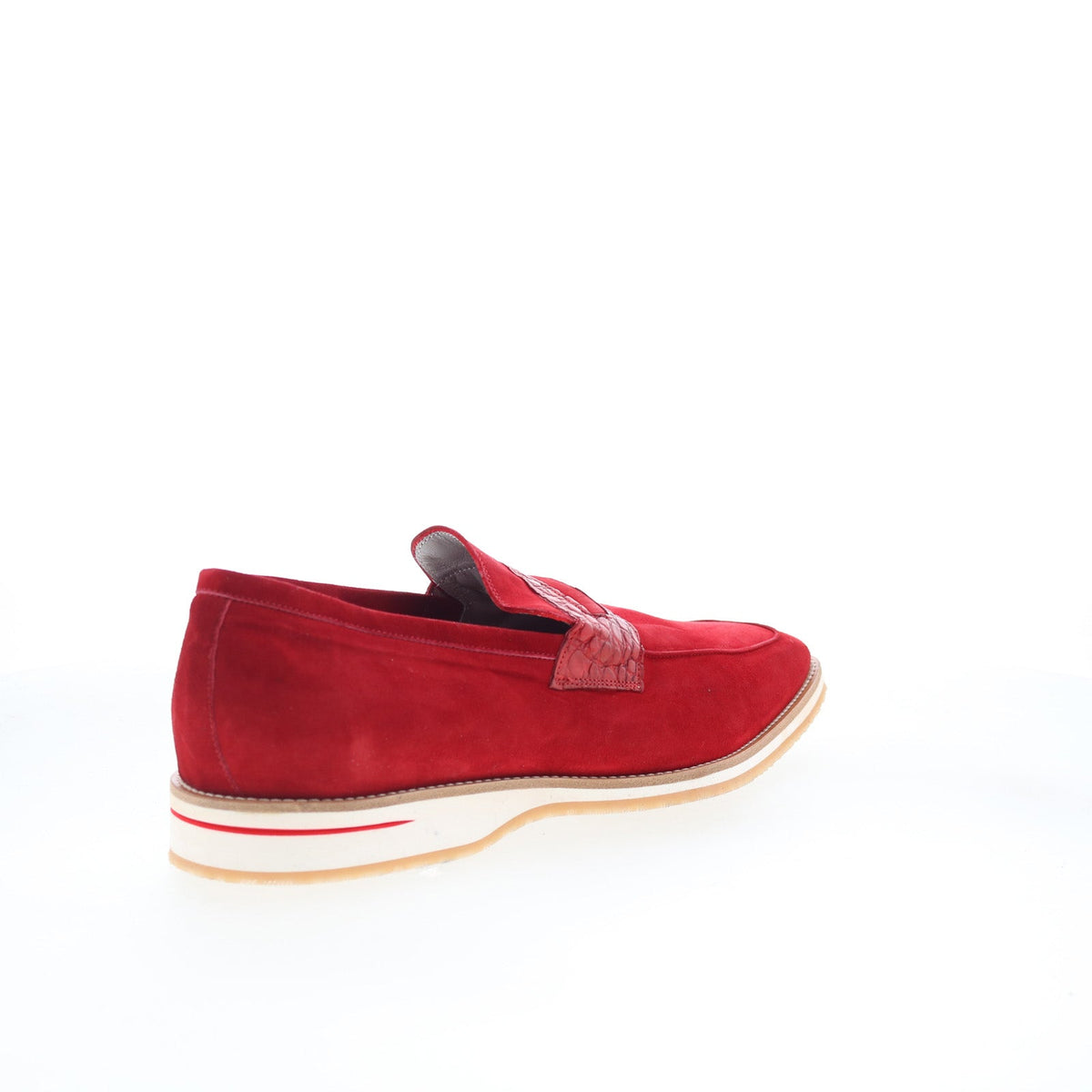 Zelli Italia Meo 3 Goat Suede Crocodile Mens Red Loafers Penny Shoes