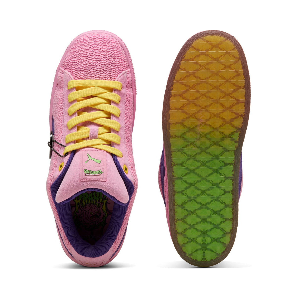 Puma Suede XL 2 x TMNT 40130501 Mens Pink Suede Lifestyle Sneakers Shoes