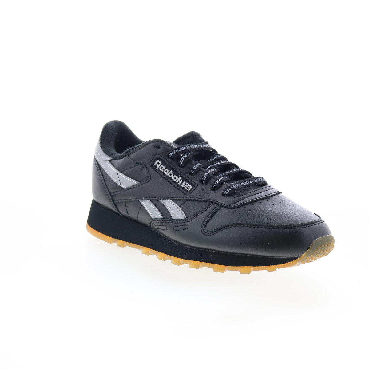 Reebok Classic Leather Places + Faces Mens Black Lifestyle Sneakers Shoes