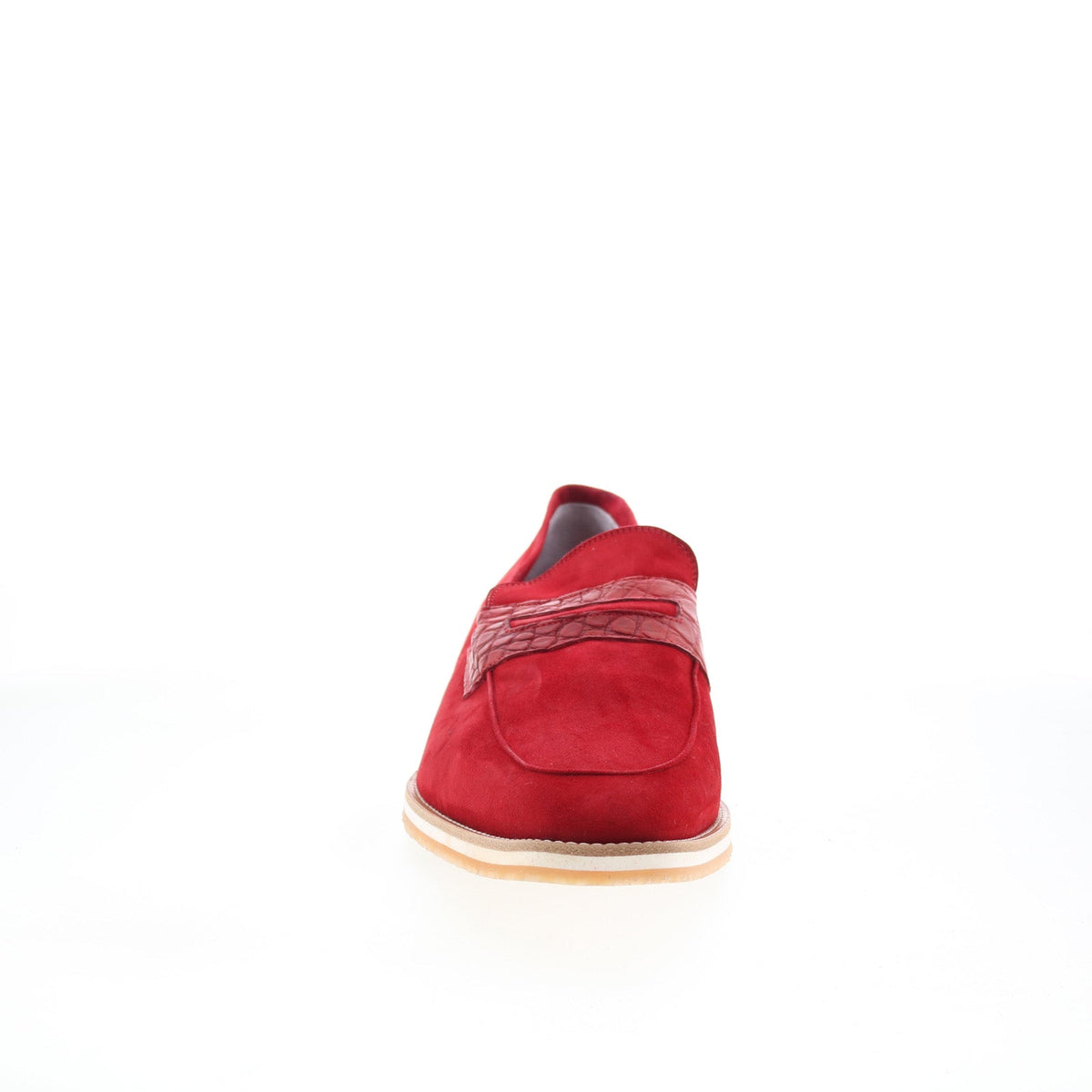 Zelli Italia Meo 3 Goat Suede Crocodile Mens Red Loafers Penny Shoes