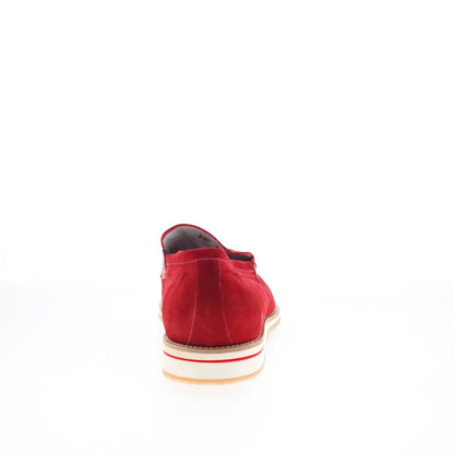 Zelli Italia Meo 3 Goat Suede Crocodile Mens Red Loafers Penny Shoes