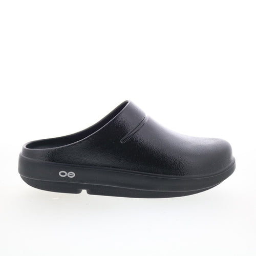 Oofos Oocloog Luxe 1201 Mens Black Leather Slip On Clogs Slippers Shoes