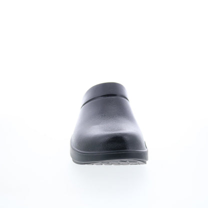 Oofos Oocloog Luxe 1201 Mens Black Leather Slip On Clogs Slippers Shoes