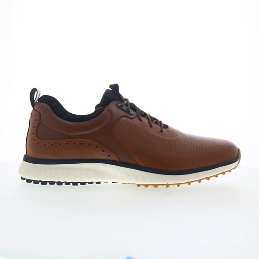 Johnston & Murphy 25-3960 Mens Brown Leather Lace Up Athletic Golf Shoes