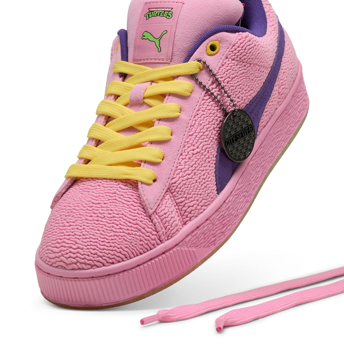 Puma Suede XL 2 x TMNT 40130501 Mens Pink Suede Lifestyle Sneakers Shoes