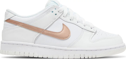 Nike Grade School Womens Dunk Low Sneakers - 'White Metallic Red Bronze'