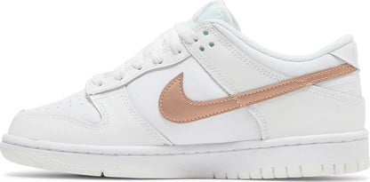 Nike Grade School Womens Dunk Low Sneakers - 'White Metallic Red Bronze'