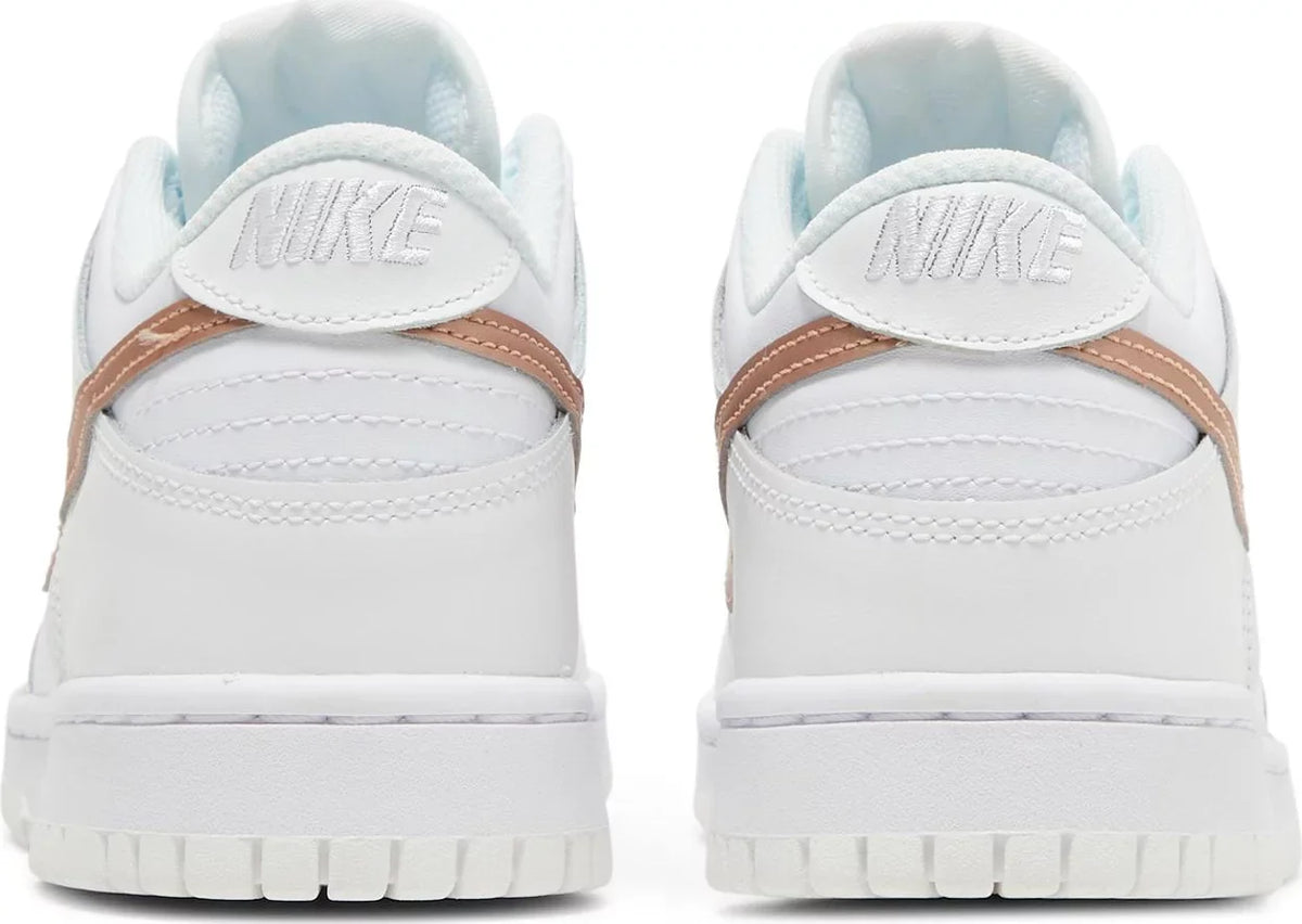 Nike Grade School Womens Dunk Low Sneakers - 'White Metallic Red Bronze'