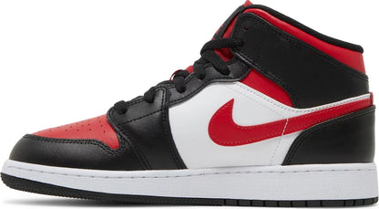 Nike Grade School Womens Air Jordan 1 Mid Sneakers - 'Bred Toe'