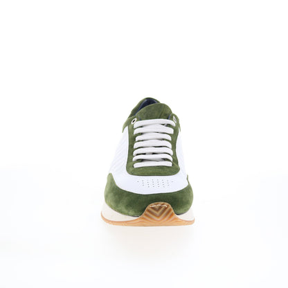 Di Bianco Daytona Laser Mens Green Suede Lace Up Lifestyle Sneakers Shoes