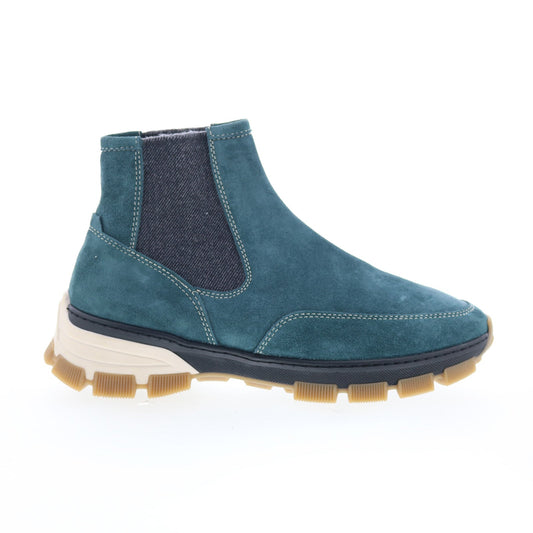 Di Bianco Domodossola Mens Blue Suede Slip On Casual Dress Boots