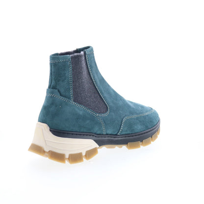 Di Bianco Domodossola Mens Blue Suede Slip On Casual Dress Boots