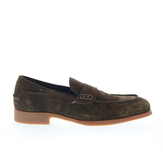 Di Bianco Drocida Mens Brown Suede Slip On Loafers & Slip Ons Penny Shoes