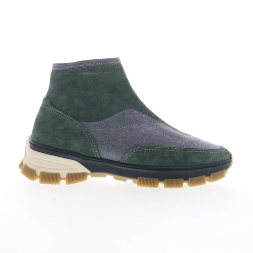 Di Bianco Go Rain FONTANELLA Mens Green Suede Zipper Casual Dress Boots