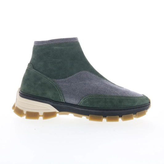 Di Bianco Go Rain FONTANELLA Mens Green Suede Zipper Casual Dress Boots