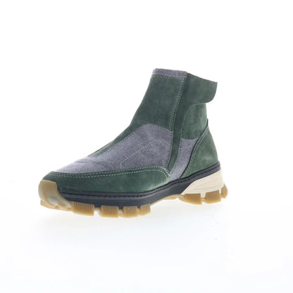 Di Bianco Go Rain FONTANELLA Mens Green Suede Zipper Casual Dress Boots