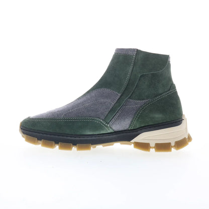 Di Bianco Go Rain FONTANELLA Mens Green Suede Zipper Casual Dress Boots