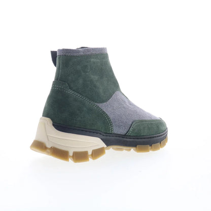 Di Bianco Go Rain FONTANELLA Mens Green Suede Zipper Casual Dress Boots
