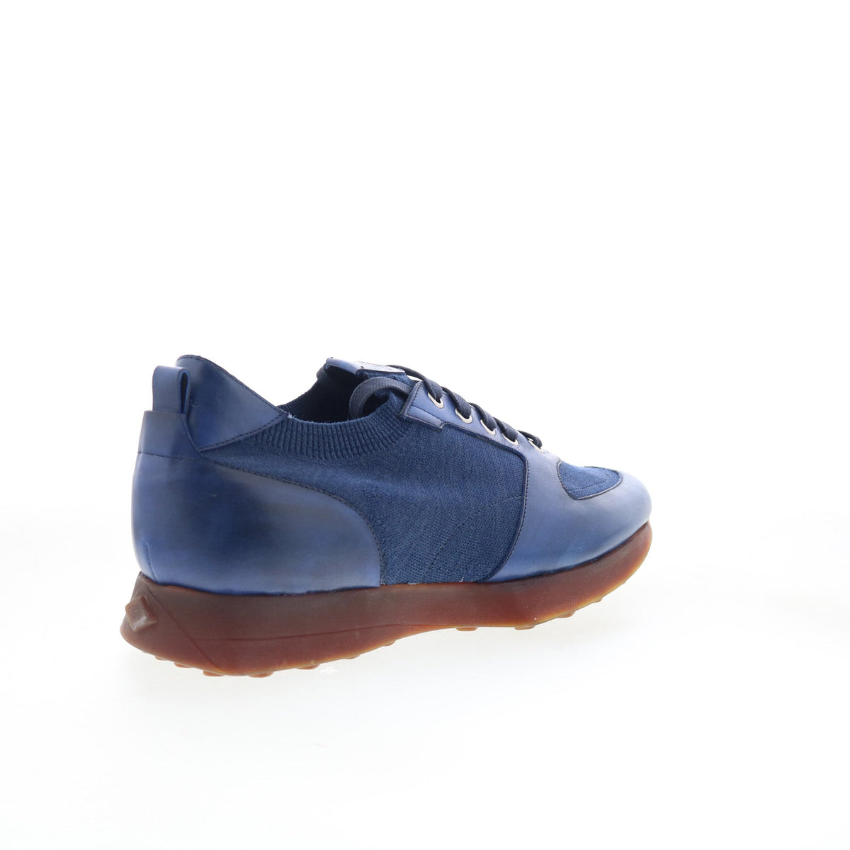 Di Bianco Forza Mens Blue Leather Lace Up Lifestyle Sneakers Shoes