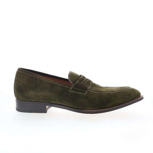Di Bianco GBF316 Mens Green Suede Slip On Loafers & Slip Ons Penny Shoes