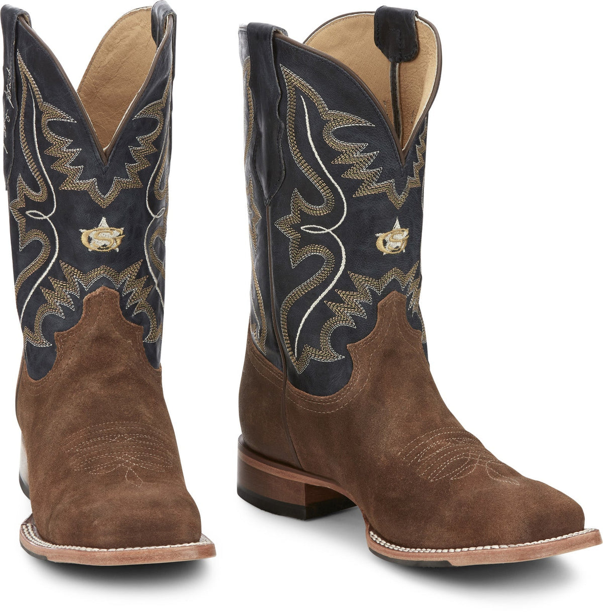 Justin Boots Dillon Waxy Square Toe Cowhide Mens Brown Cowboy Western Boots