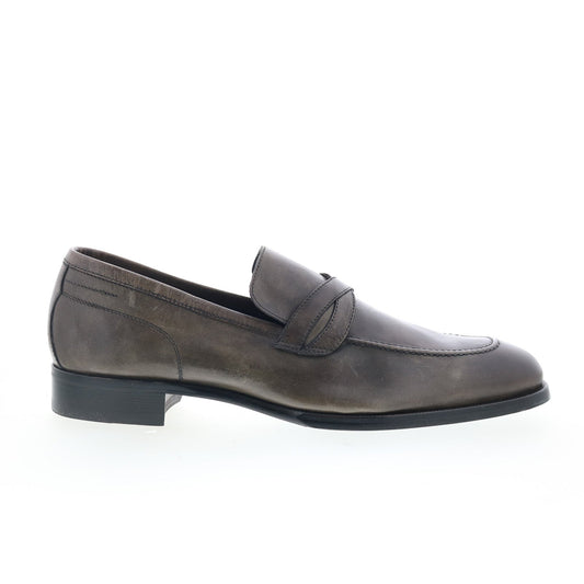 Di Bianco Manzoni Mens Gray Leather Slip On Loafers & Slip Ons Penny Shoes