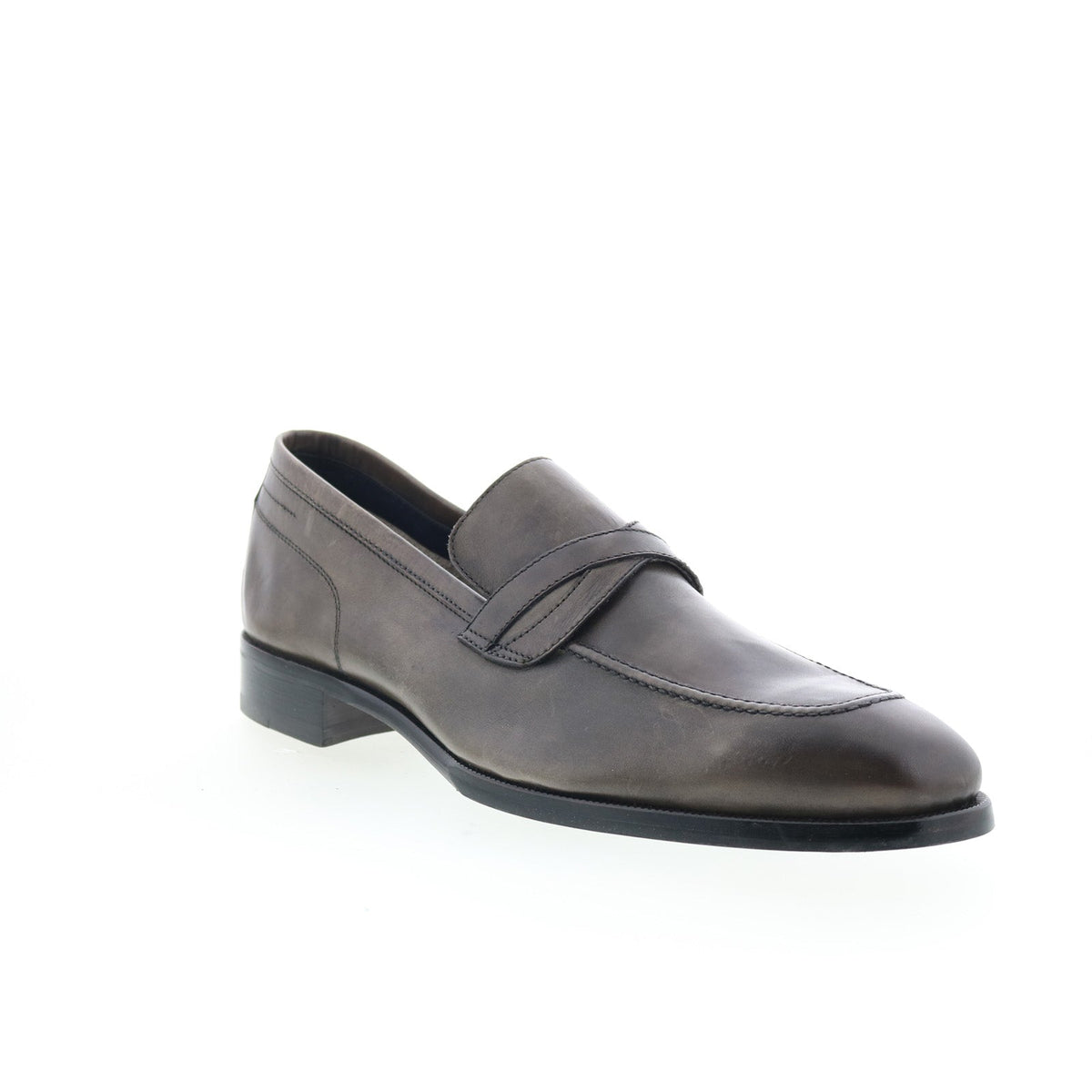 Di Bianco Manzoni Mens Gray Leather Slip On Loafers & Slip Ons Penny Shoes