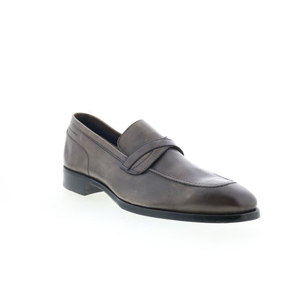 Di Bianco Manzoni Mens Gray Leather Slip On Loafers & Slip Ons Penny Shoes