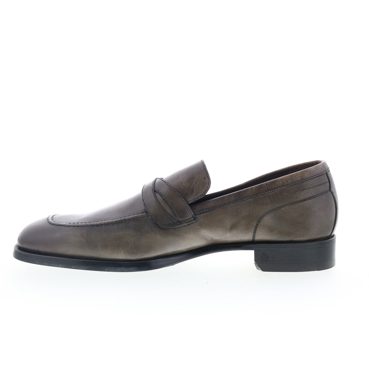 Di Bianco Manzoni Mens Gray Leather Slip On Loafers & Slip Ons Penny Shoes