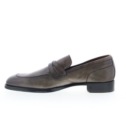 Di Bianco Manzoni Mens Gray Leather Slip On Loafers & Slip Ons Penny Shoes