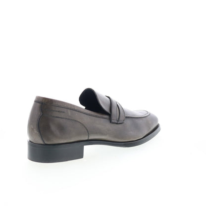 Di Bianco Manzoni Mens Gray Leather Slip On Loafers & Slip Ons Penny Shoes