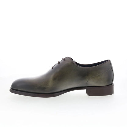 Di Bianco Pistoia Mens Green Leather Oxfords & Lace Ups Plain Toe Shoes