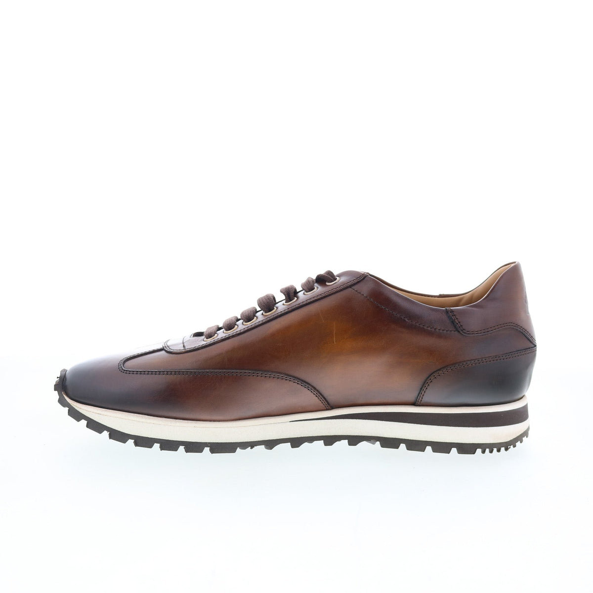 Di Bianco SB307 Mens Brown Leather Lace Up Lifestyle Sneakers Shoes