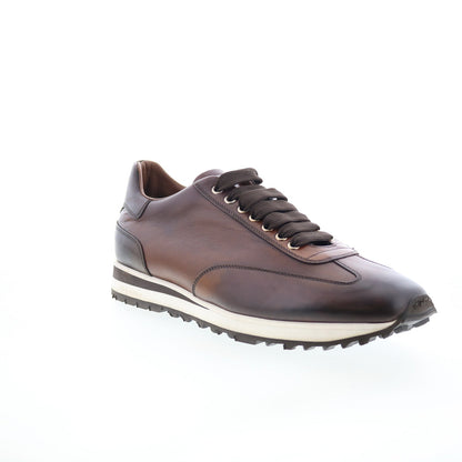 Di Bianco Trieste Deco Mens Brown Leather Lace Up Lifestyle Sneakers Shoes