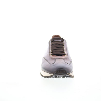 Di Bianco Trieste Deco Mens Brown Leather Lace Up Lifestyle Sneakers Shoes