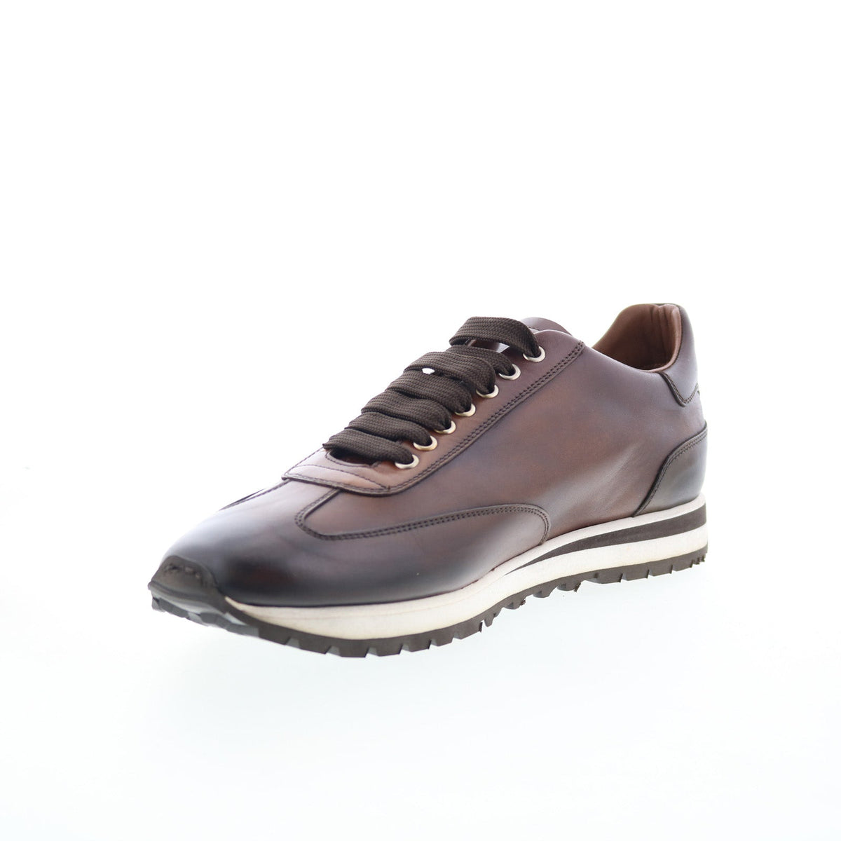 Di Bianco Trieste Deco Mens Brown Leather Lace Up Lifestyle Sneakers Shoes