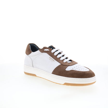 Di Bianco Saloninus Mens White Leather Lace Up Lifestyle Sneakers Shoes