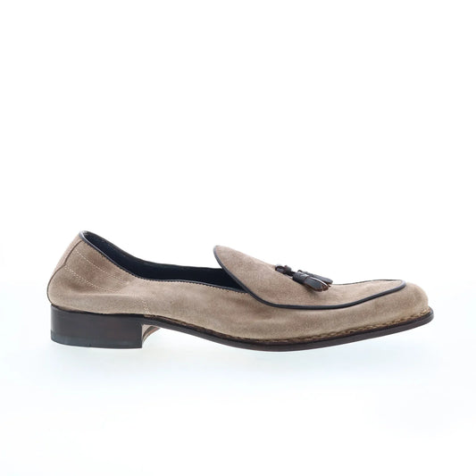 Di Bianco Vomero Mens Beige Suede Slip On Loafers & Slip Ons Casual Shoes