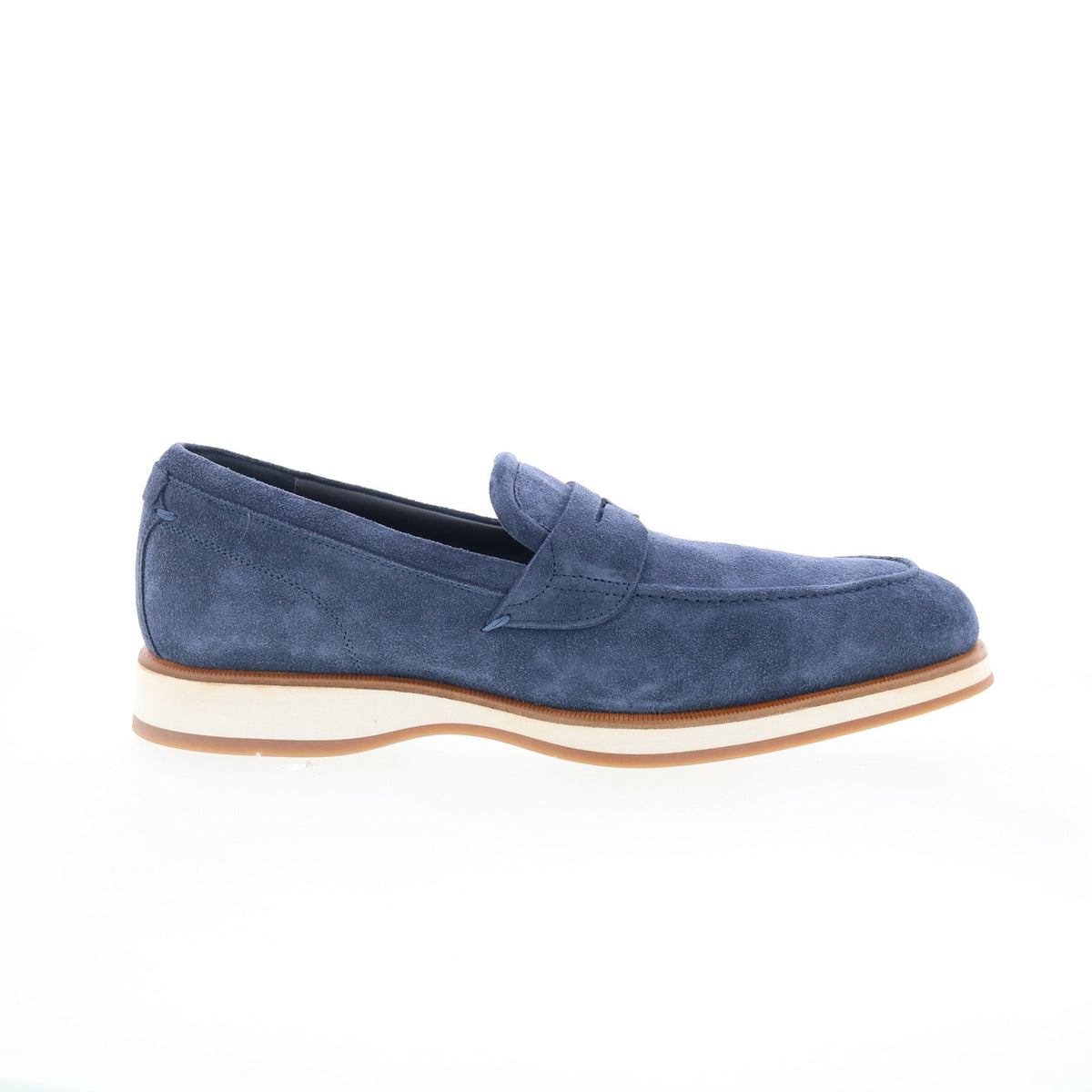 Di Bianco Brera Mens Blue Suede Slip On Loafers & Slip Ons Penny Shoes