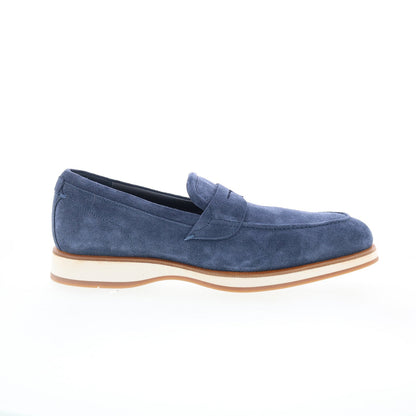 Di Bianco Brera Mens Blue Suede Slip On Loafers & Slip Ons Penny Shoes