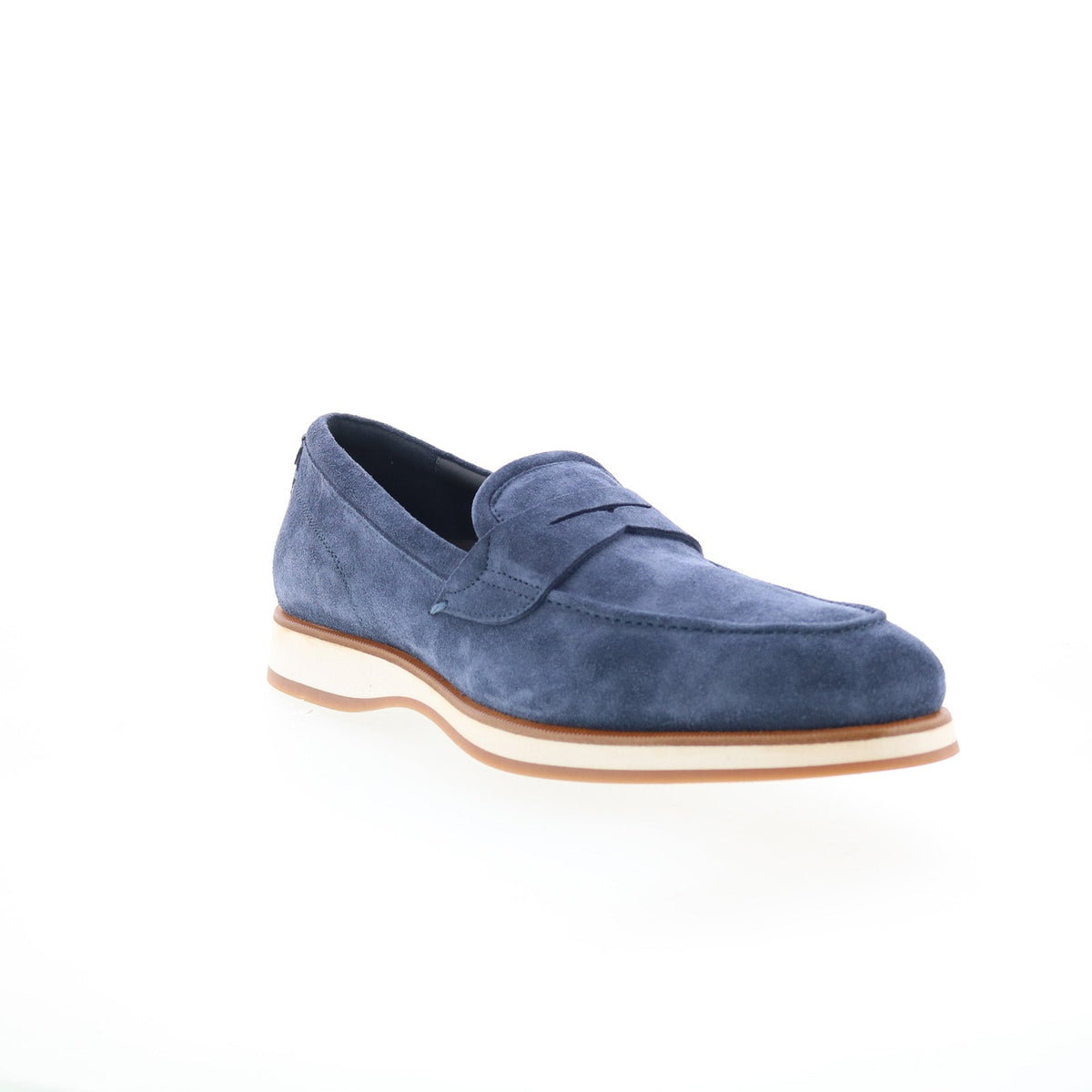 Di Bianco Brera Mens Blue Suede Slip On Loafers & Slip Ons Penny Shoes