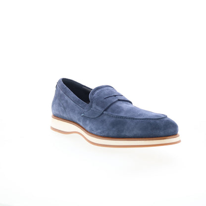 Di Bianco Brera Mens Blue Suede Slip On Loafers & Slip Ons Penny Shoes