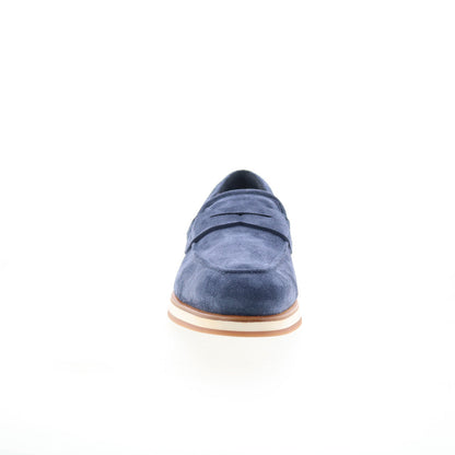 Di Bianco Brera Mens Blue Suede Slip On Loafers & Slip Ons Penny Shoes