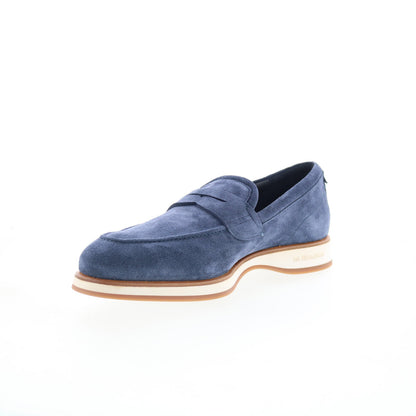Di Bianco Brera Mens Blue Suede Slip On Loafers & Slip Ons Penny Shoes