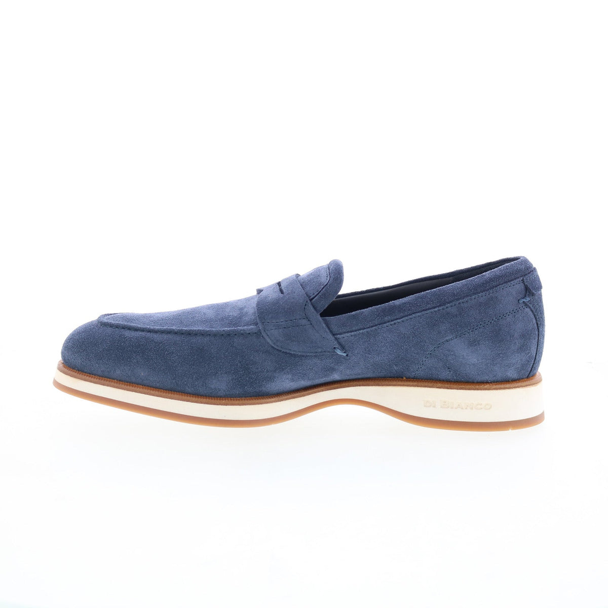 Di Bianco Brera Mens Blue Suede Slip On Loafers & Slip Ons Penny Shoes