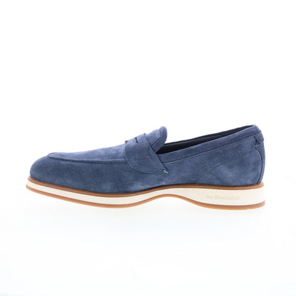 Di Bianco Brera Mens Blue Suede Slip On Loafers & Slip Ons Penny Shoes