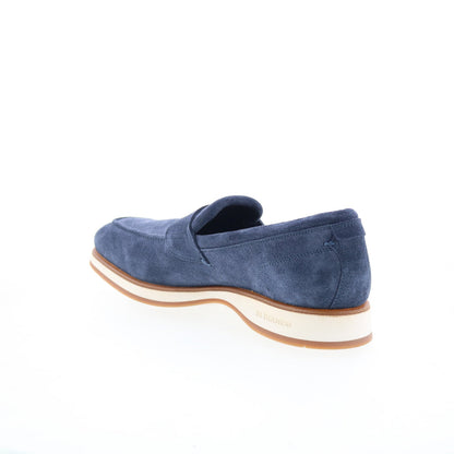 Di Bianco Brera Mens Blue Suede Slip On Loafers & Slip Ons Penny Shoes