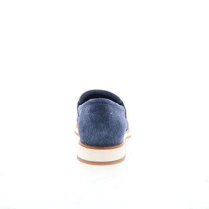 Di Bianco Brera Mens Blue Suede Slip On Loafers & Slip Ons Penny Shoes
