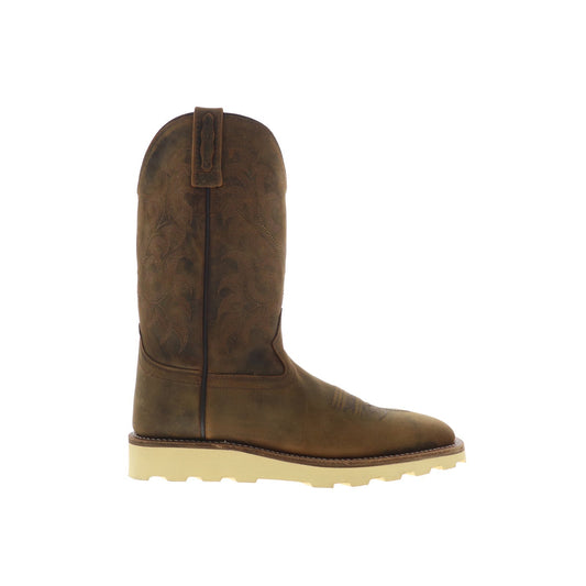 Jama Old West BSM1904 Mens Brown Wide Nubuck Slip On Cowboy Western Boots