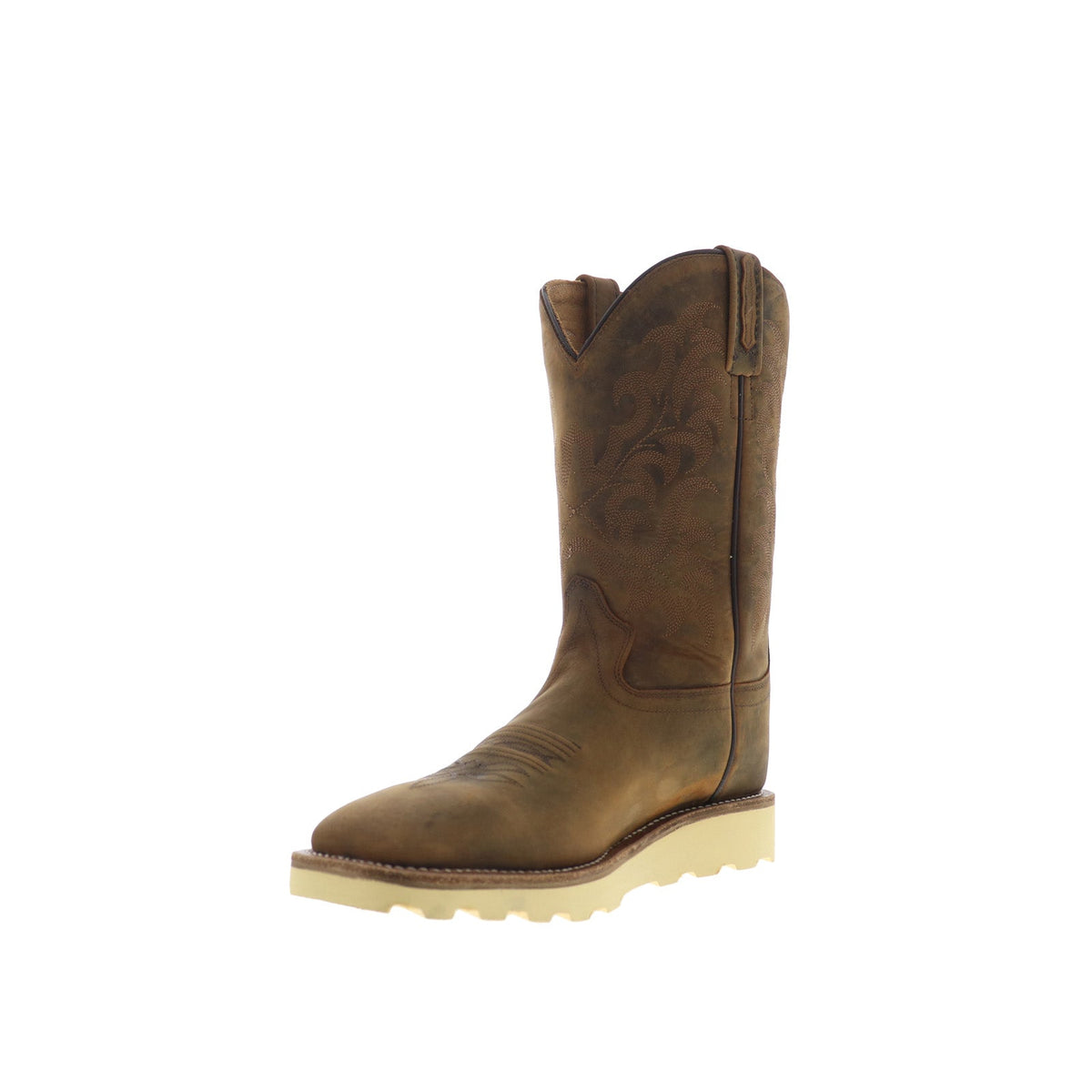 Jama Old West BSM1904 Mens Brown Wide Nubuck Slip On Cowboy Western Boots